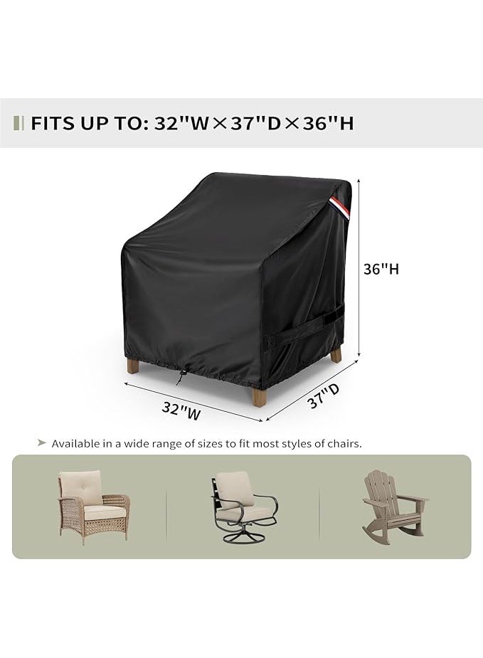 Waterproof patio furniture cover for outdoor garden chairs, fits chairs 81cm wide x 94cm deep x 91cm high, 2 pieces, black, waterproof Oxford fabric - Image 2